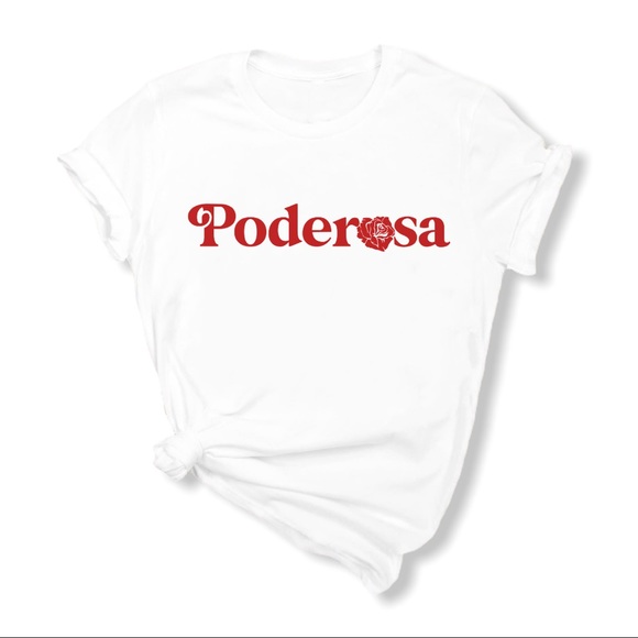 PODEROSA WHITE CREWNECK UNISEX T-SHIRT TEE - Picture 2 of 5
